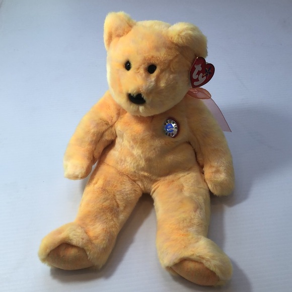 NWT TY Collectible Beanie Buddy SUNNY the e-Bear 14" 2001 Golden Yellow Bear NEW - Picture 2 of 12